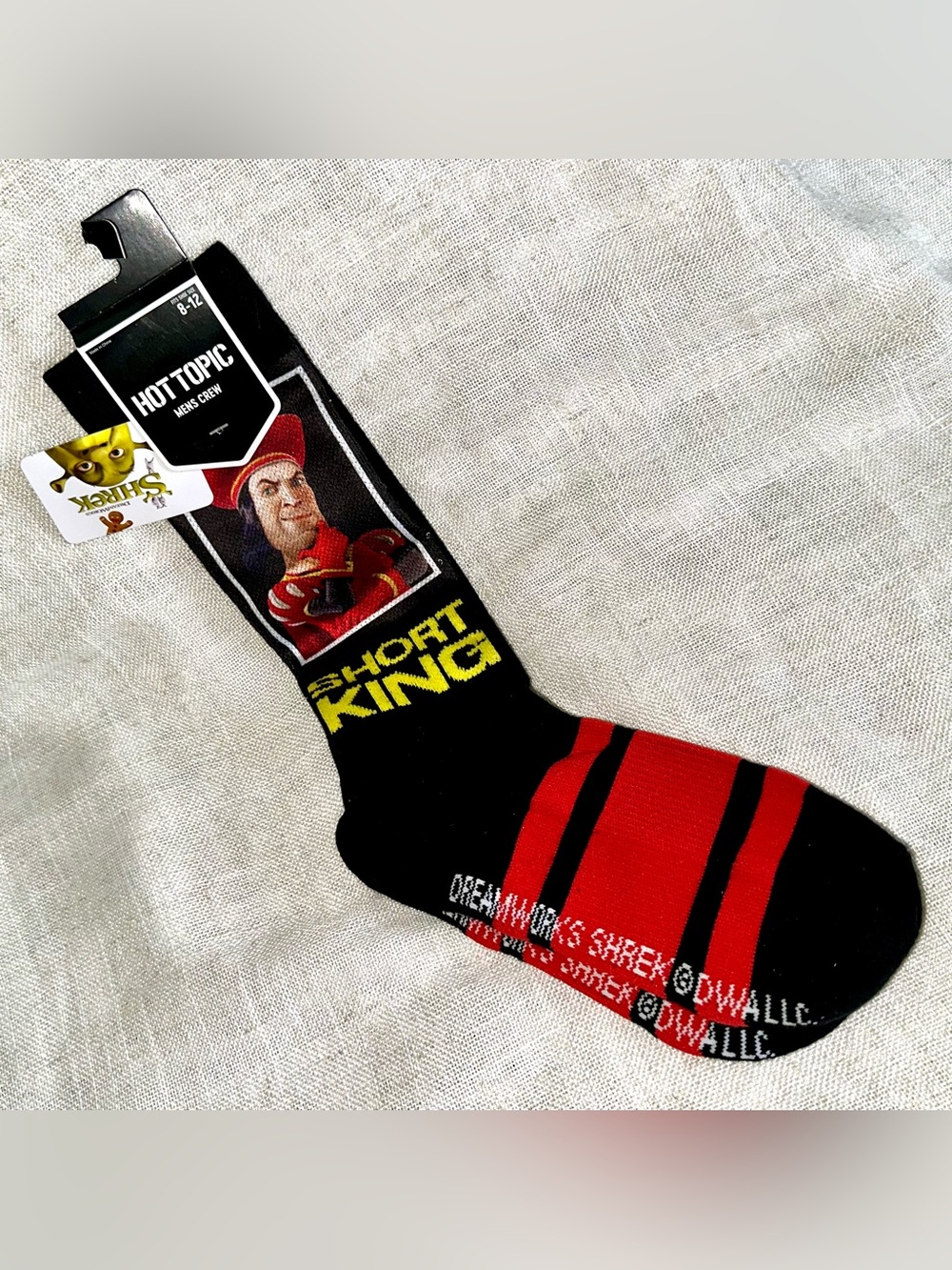 NWT Shrek Lord Farquaad Short King Mens Crew Socks Hot Topic Meme